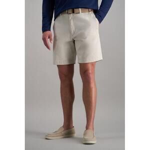 Haggar Mens Stretch Belted‎ Flat Front Beige Chino Shorts Size 44